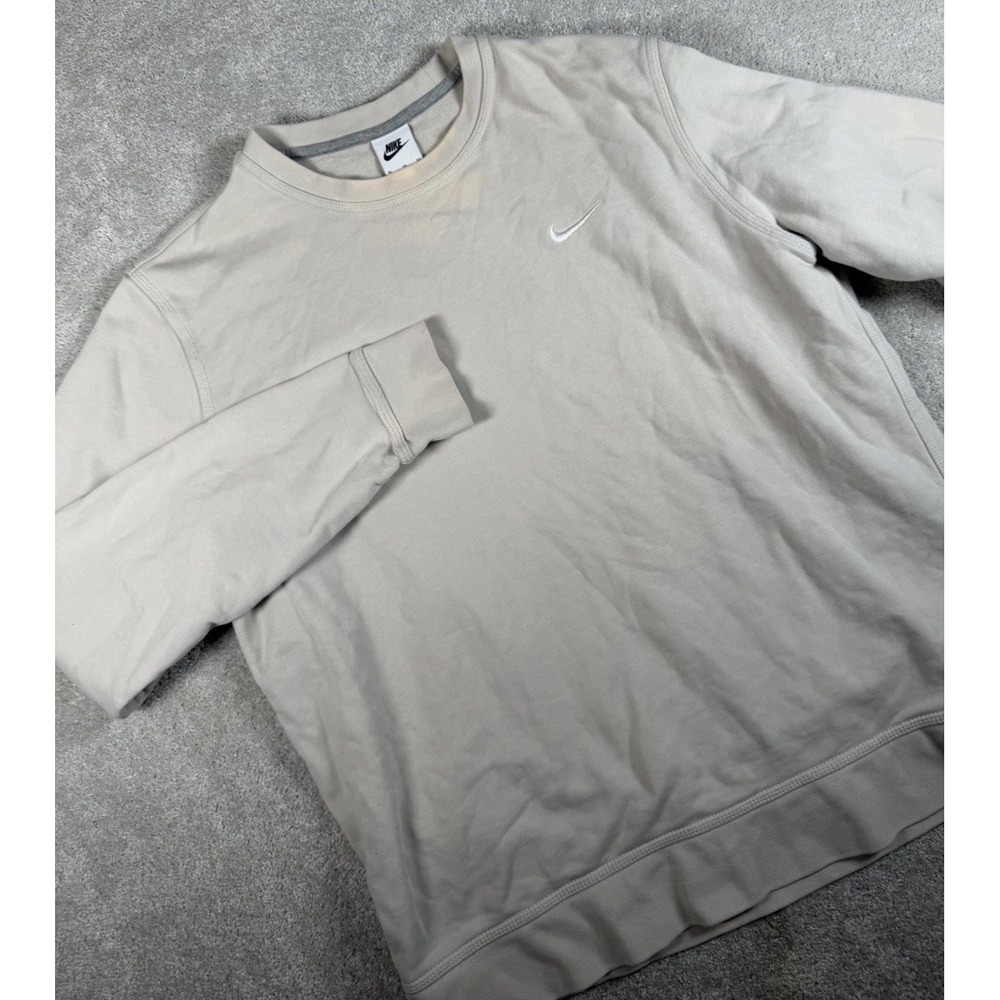 Nike Cotton Blend Crewneck Sweatshirt NSW‎ Cream/Beige XL Embroidered Swoosh **